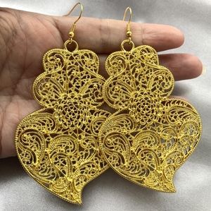 Fabulous Runway Style Filigree Long Pierced gold tone Earrings